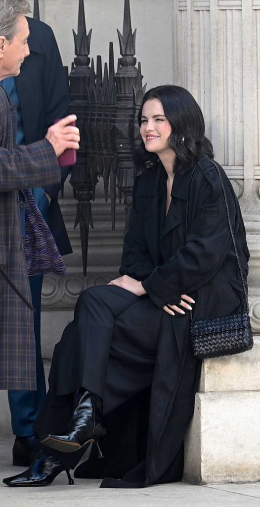 Selena Gomez in a Black Trench Coat