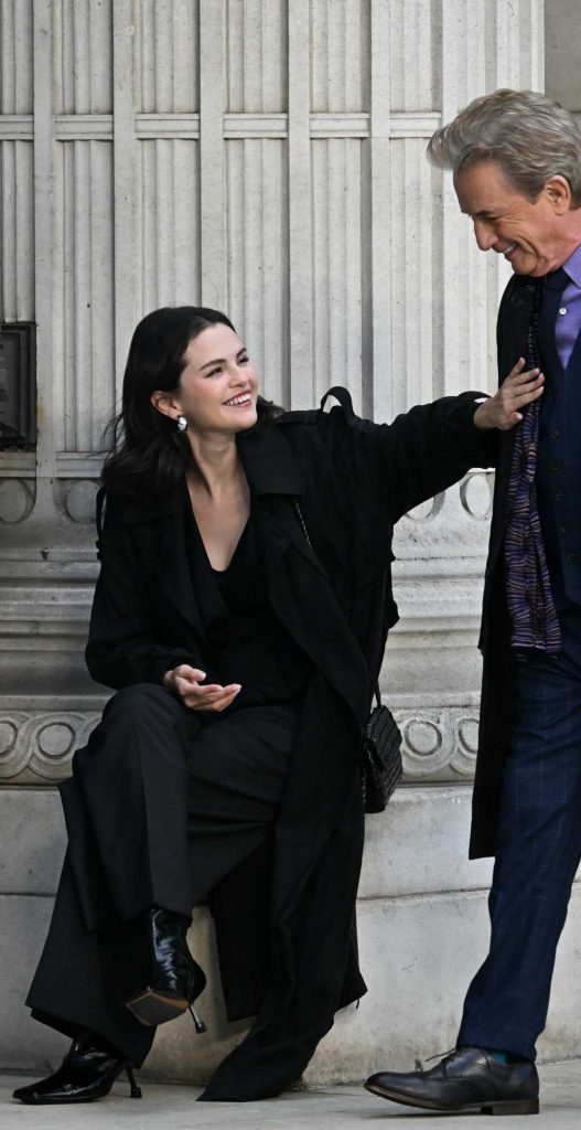 Selena Gomez in a Black Trench Coat