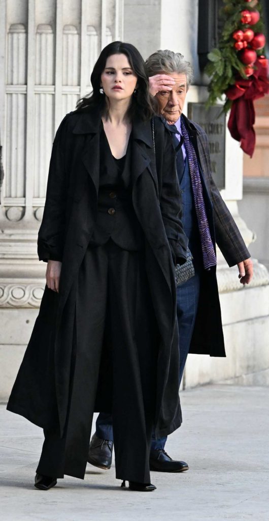 Selena Gomez in a Black Trench Coat