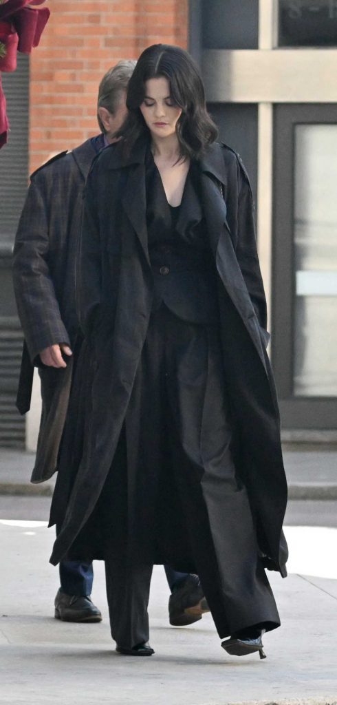 Selena Gomez in a Black Trench Coat