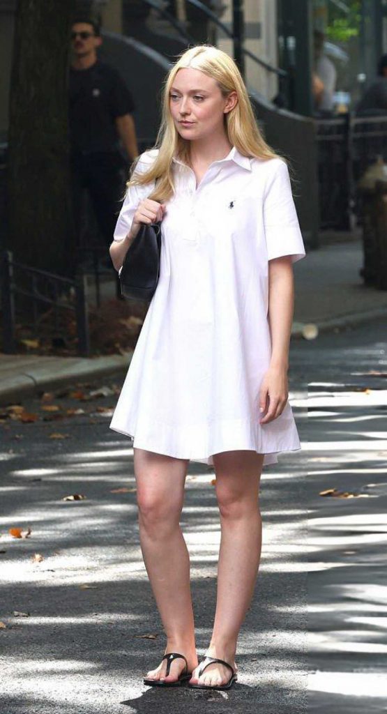Dakota Fanning in a White Dress
