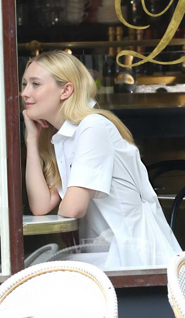 Dakota Fanning in a White Dress