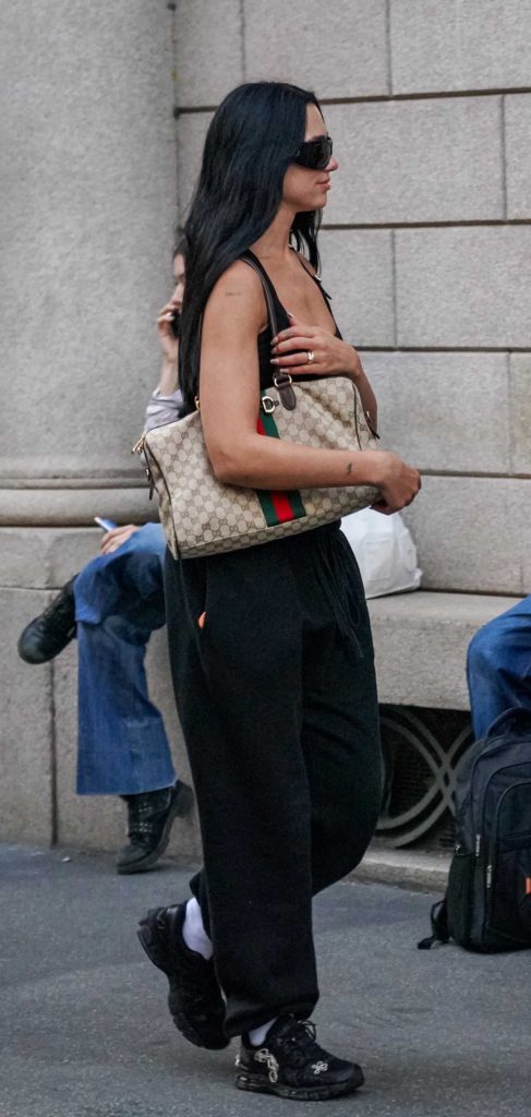 Dua Lipa in a Black Sweatpants