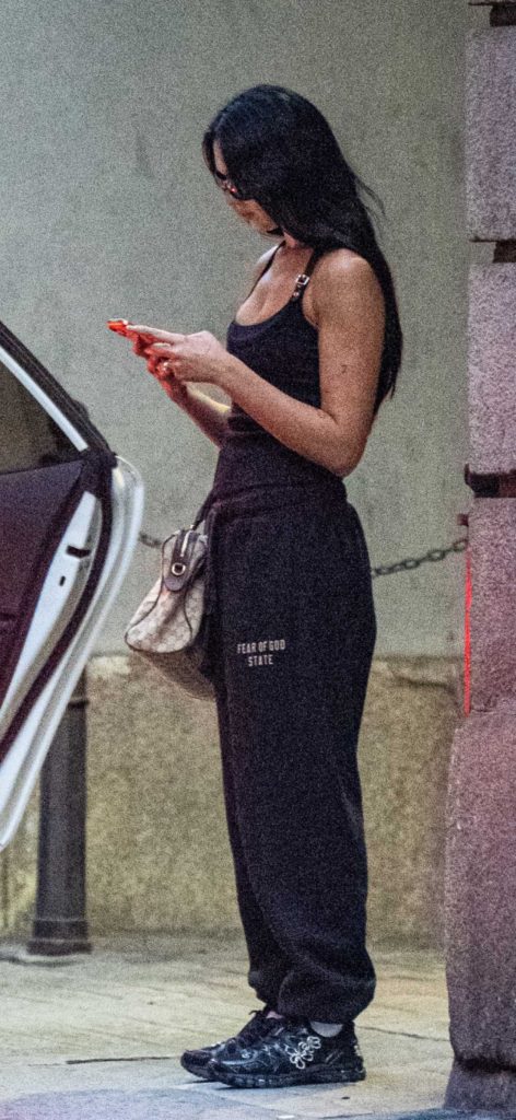 Dua Lipa in a Black Sweatpants