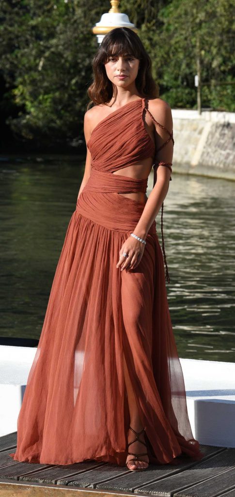 Giulia Petronio in a Tan Dress