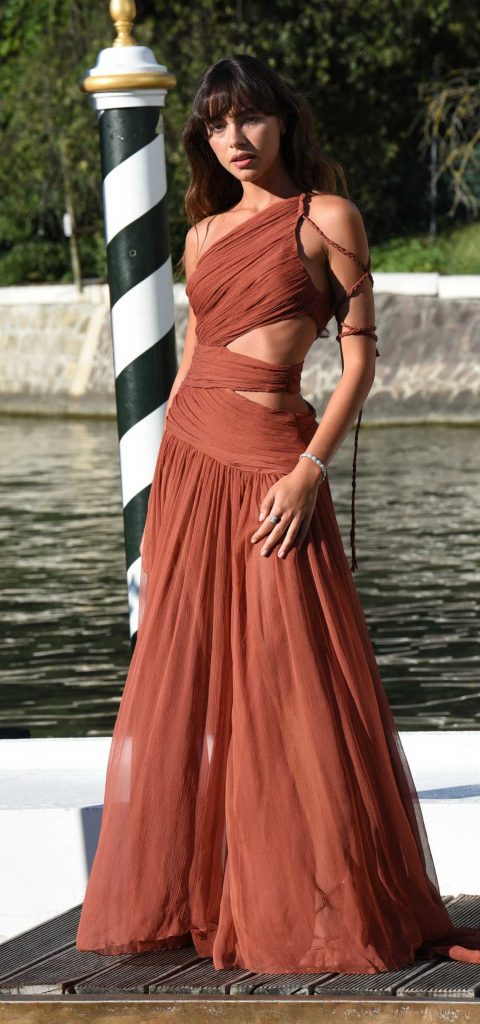 Giulia Petronio in a Tan Dress