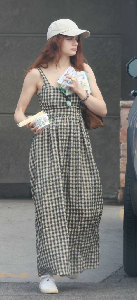 Joey King in a Plaid Dress