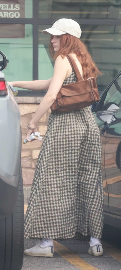 Joey King in a Plaid Dress