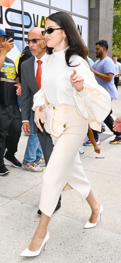 Selena Gomez in a Beige Skirt