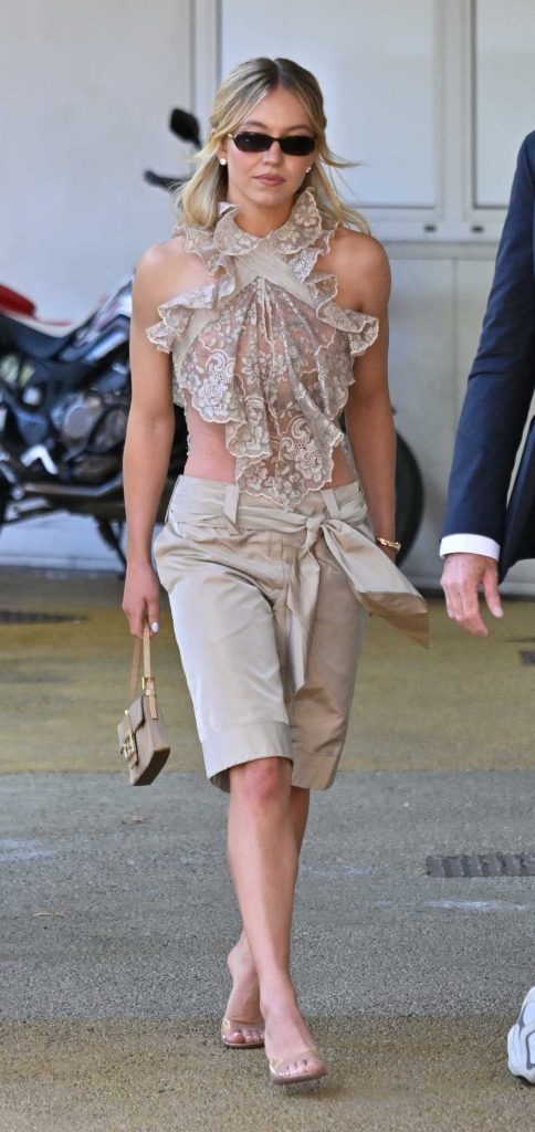 Sydney Sweeney in a Beige Ensemble