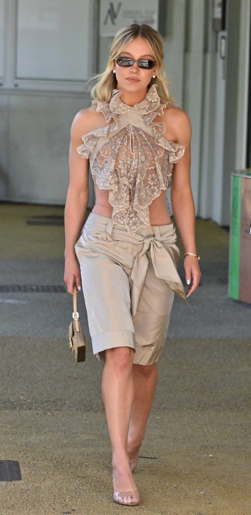 Sydney Sweeney in a Beige Ensemble