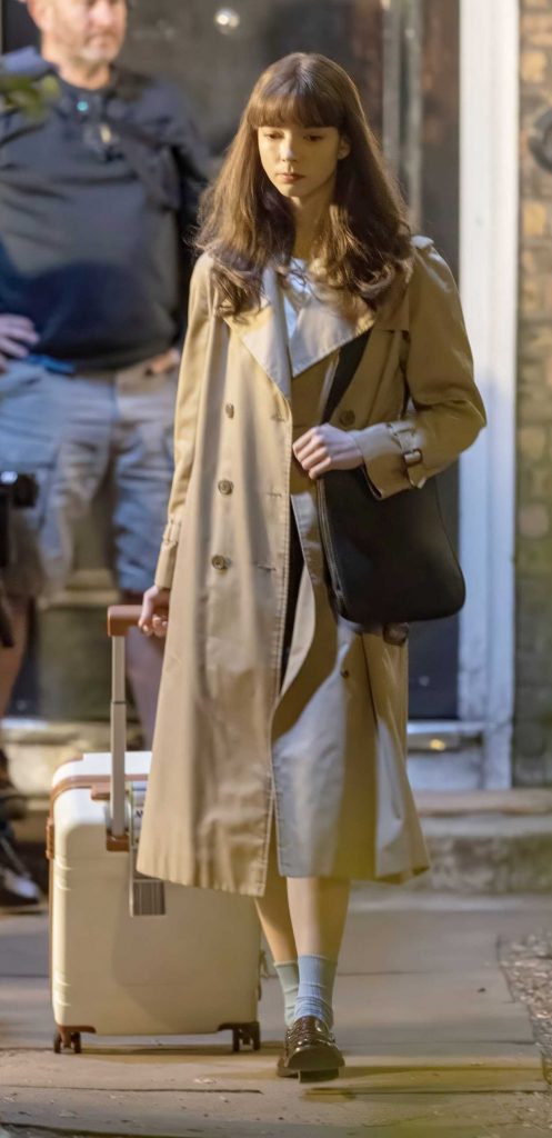 Anya Taylor-Joy in a Beige Trench Coat