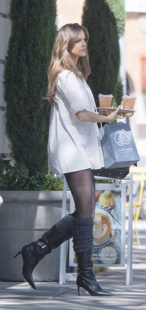 Barbara Palvin in a White Mini Dress