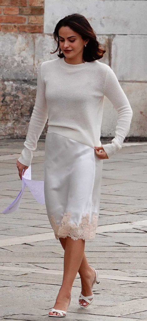 Camila Mendes in a White Skirt