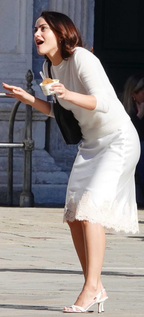 Camila Mendes in a White Skirt