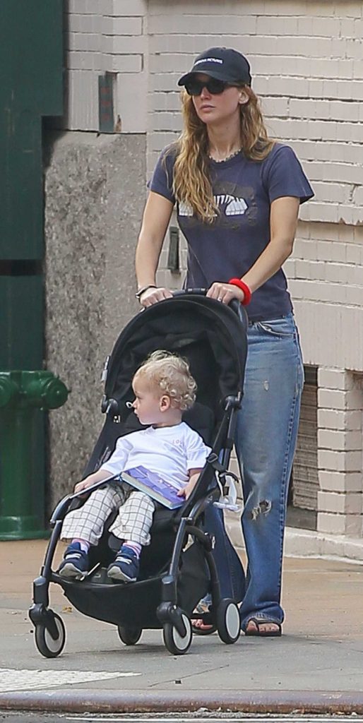 Jennifer Lawrence in a Blue Ripped Jeans
