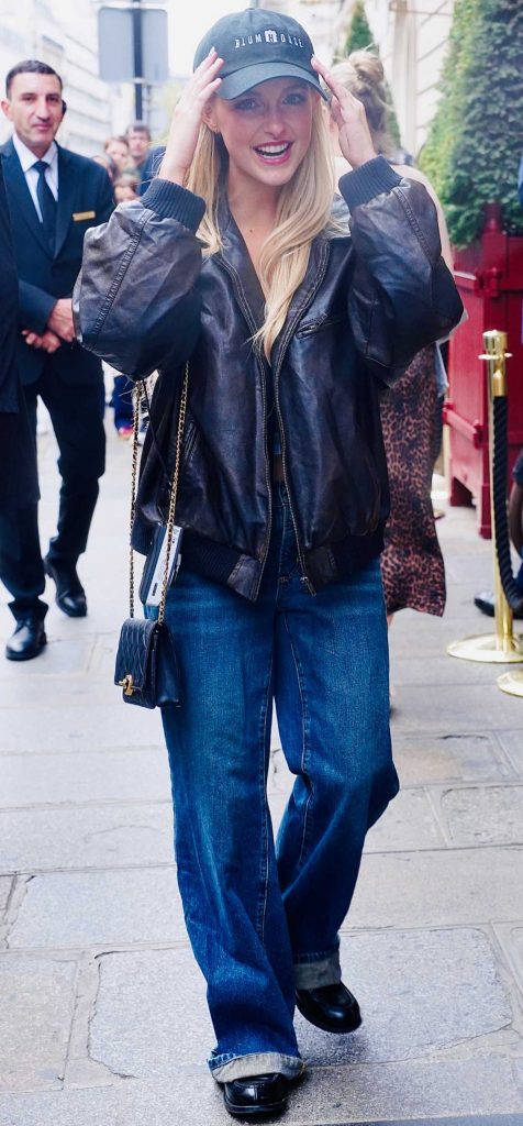 Mckenna Grace in a Black Leather Jacket