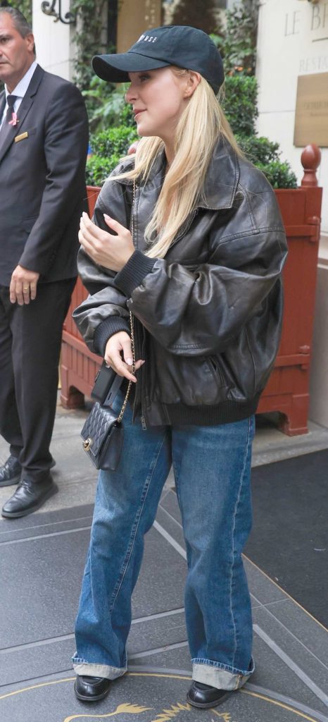 Mckenna Grace in a Black Leather Jacket