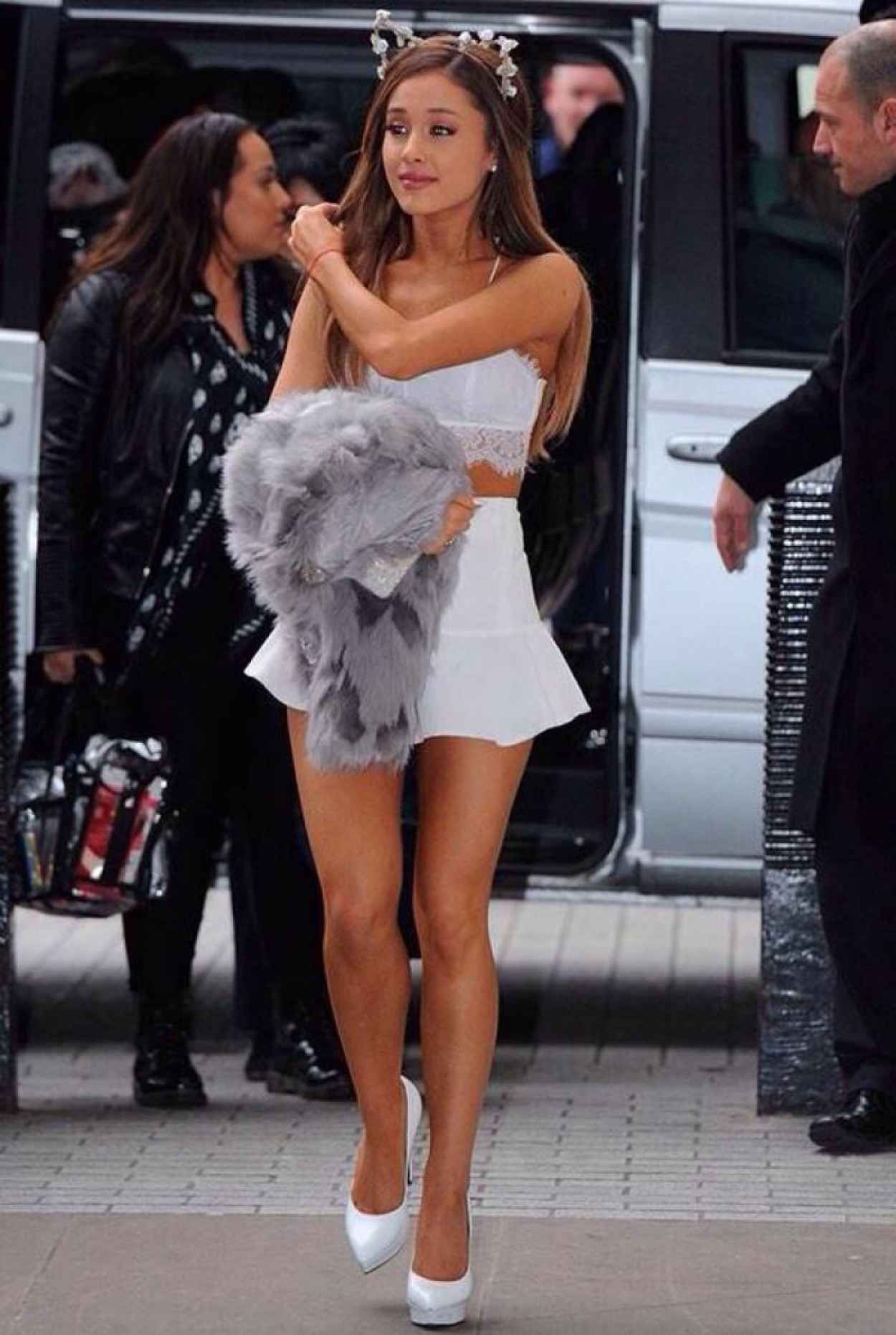 Ariana Grande Leggy In Mini Dress Arriving At Bbc Radio London