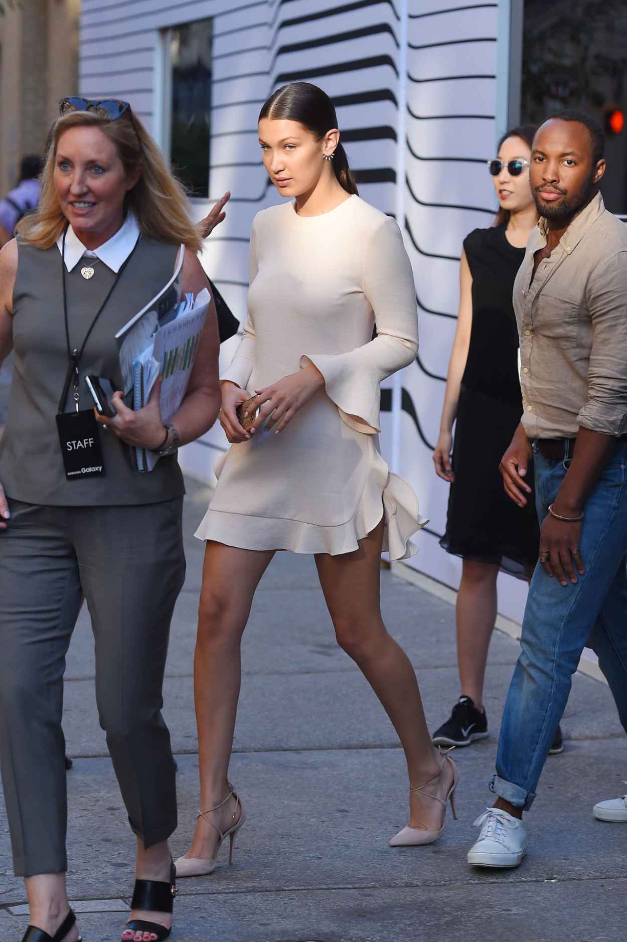 Bella Hadid - Leggy and Breezy in a Minidress in NYC, August 2015-5