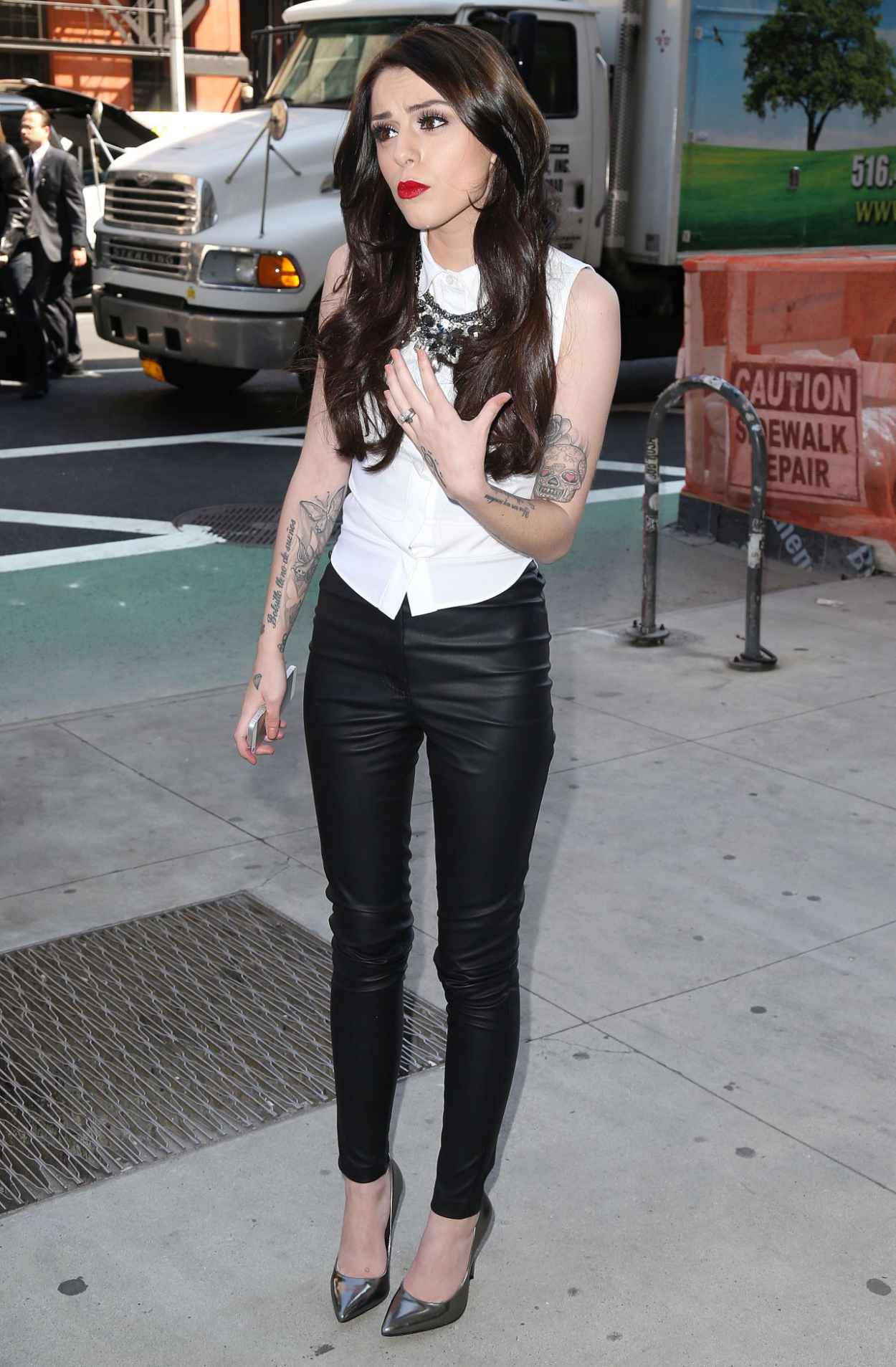 Cher Lloyd in Tight Leather Skinnies – Out in New York City – May 2015