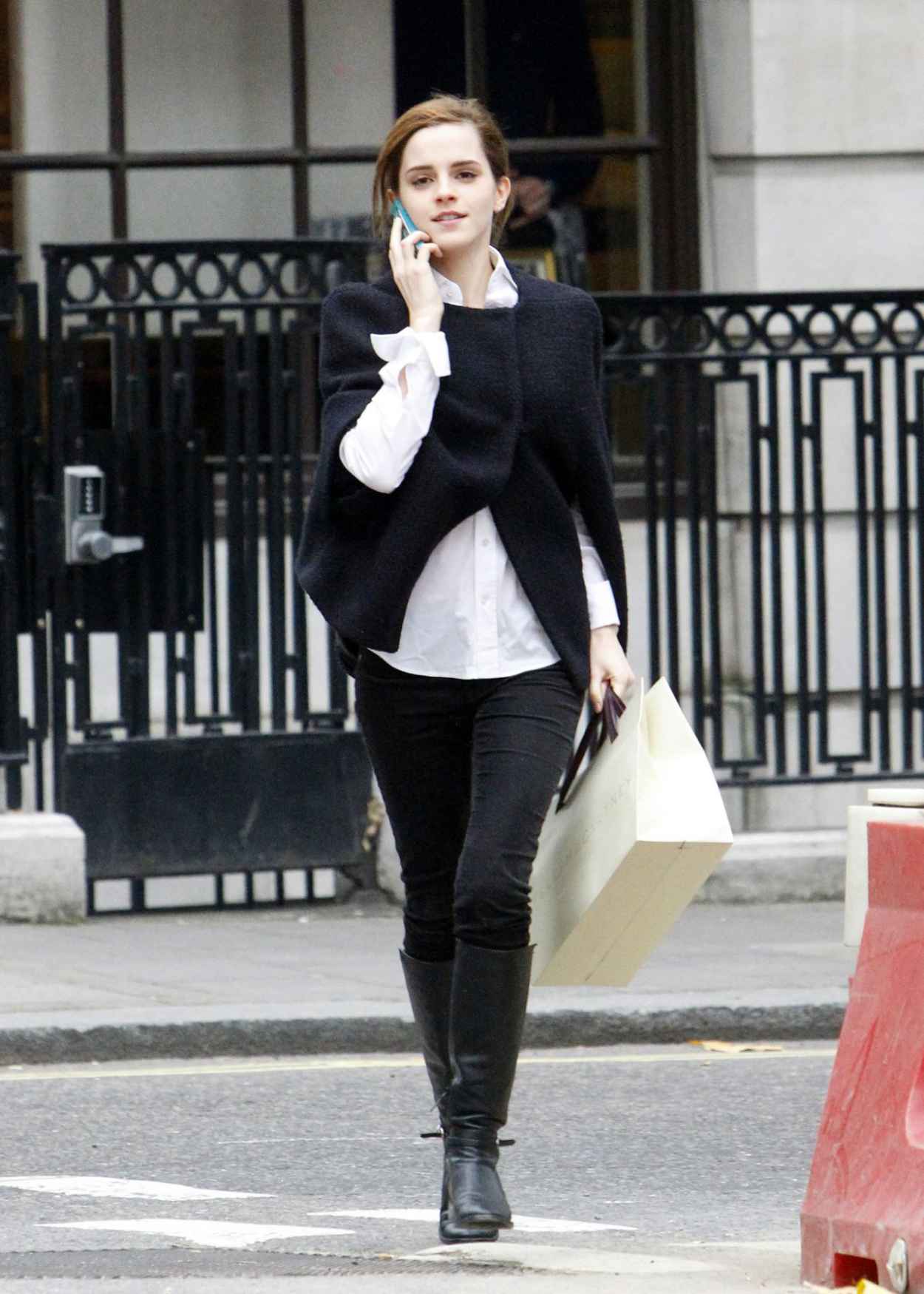 Emma Watson Street Style - Shopping Around Bond Street in Central London - December 2015-2