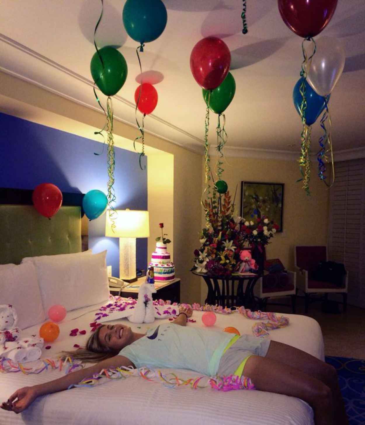 Eugenie Bouchard - Birthday Balloons in Bed-1