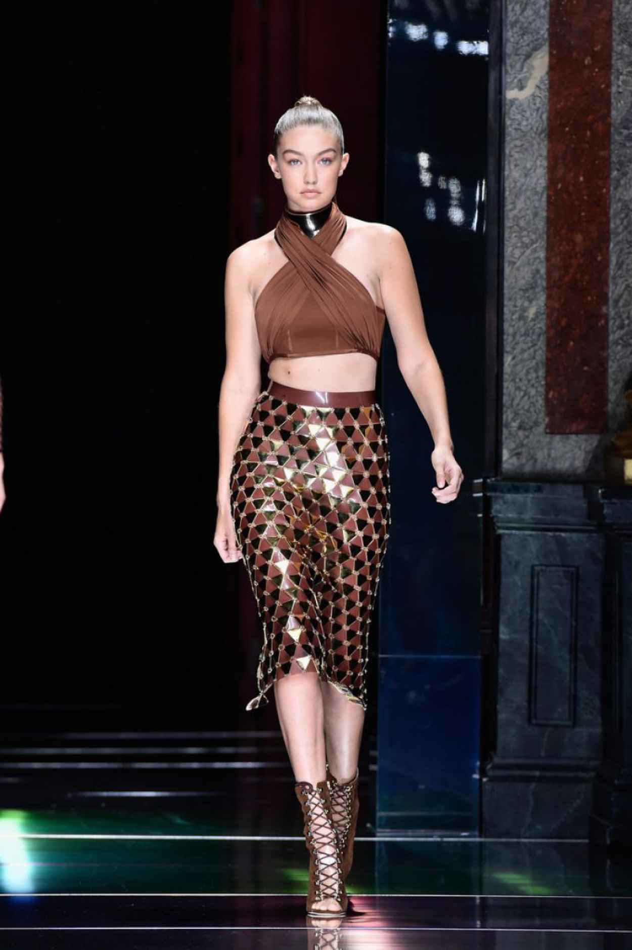 Gigi Hadid Balmain Show at Paris Fashion Week Womenswear S/S 2016 ...
