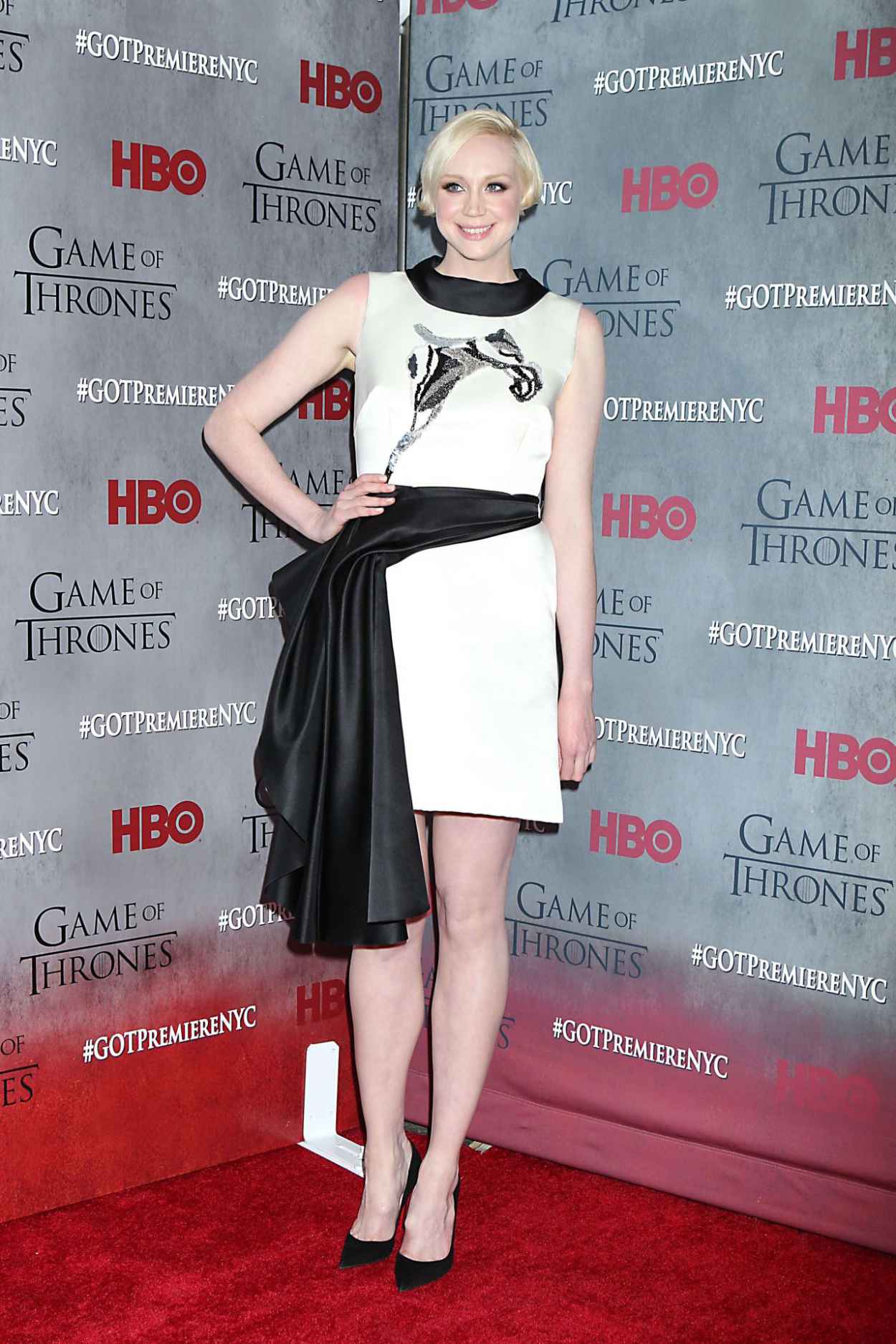 Gwendoline Christie Wearing Giles Giles Satin Dress- -Game of Thrones- Season 4 Premiere in New York City-2