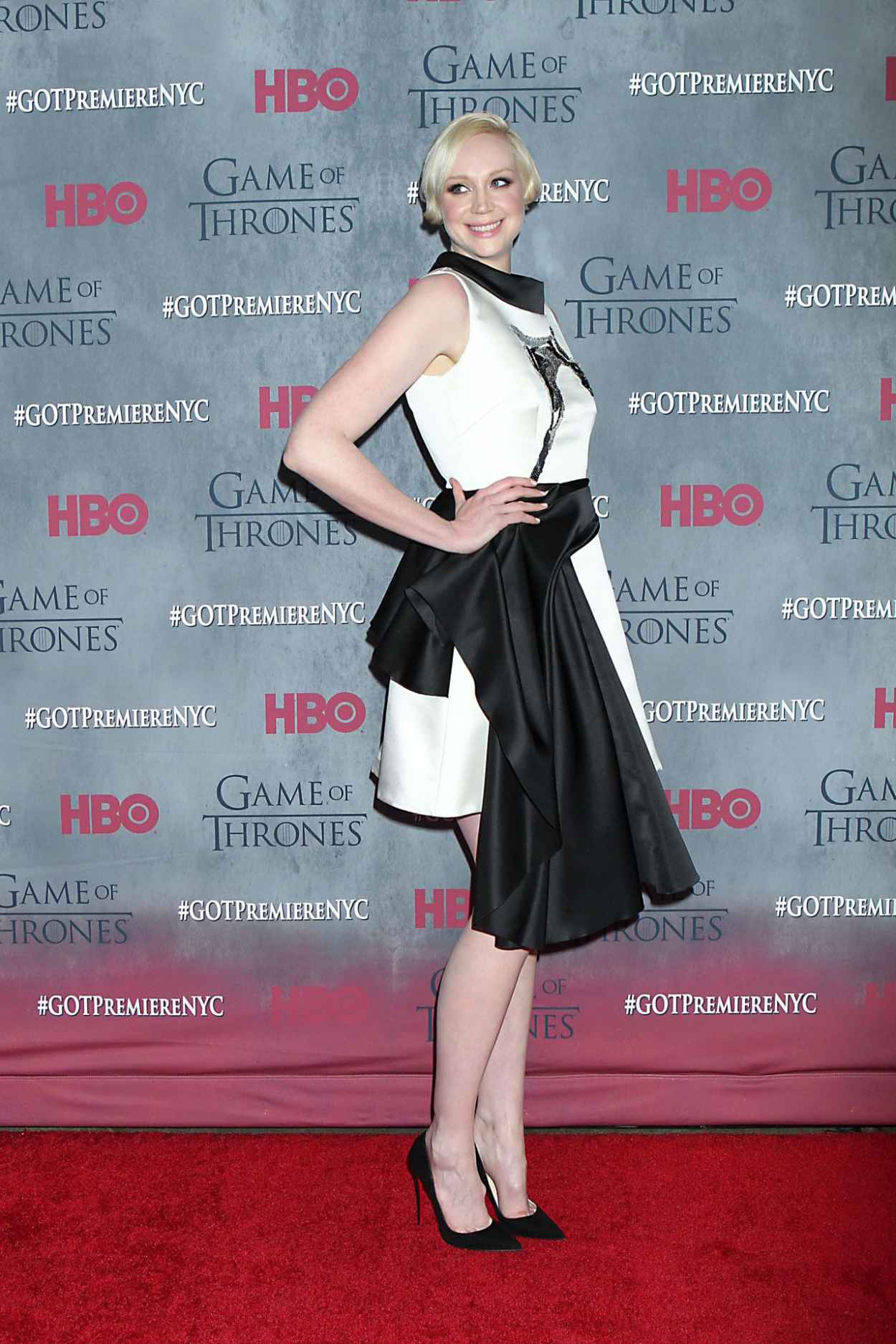 Gwendoline Christie Wearing Giles Giles Satin Dress- -Game of Thrones- Season 4 Premiere in New York City-3