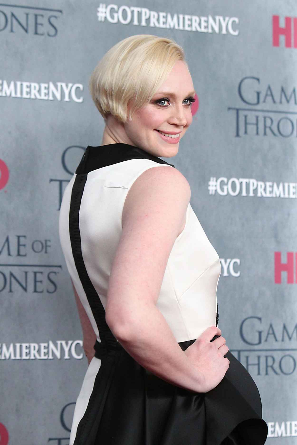 Gwendoline Christie Wearing Giles Giles Satin Dress- -Game of Thrones- Season 4 Premiere in New York City-5