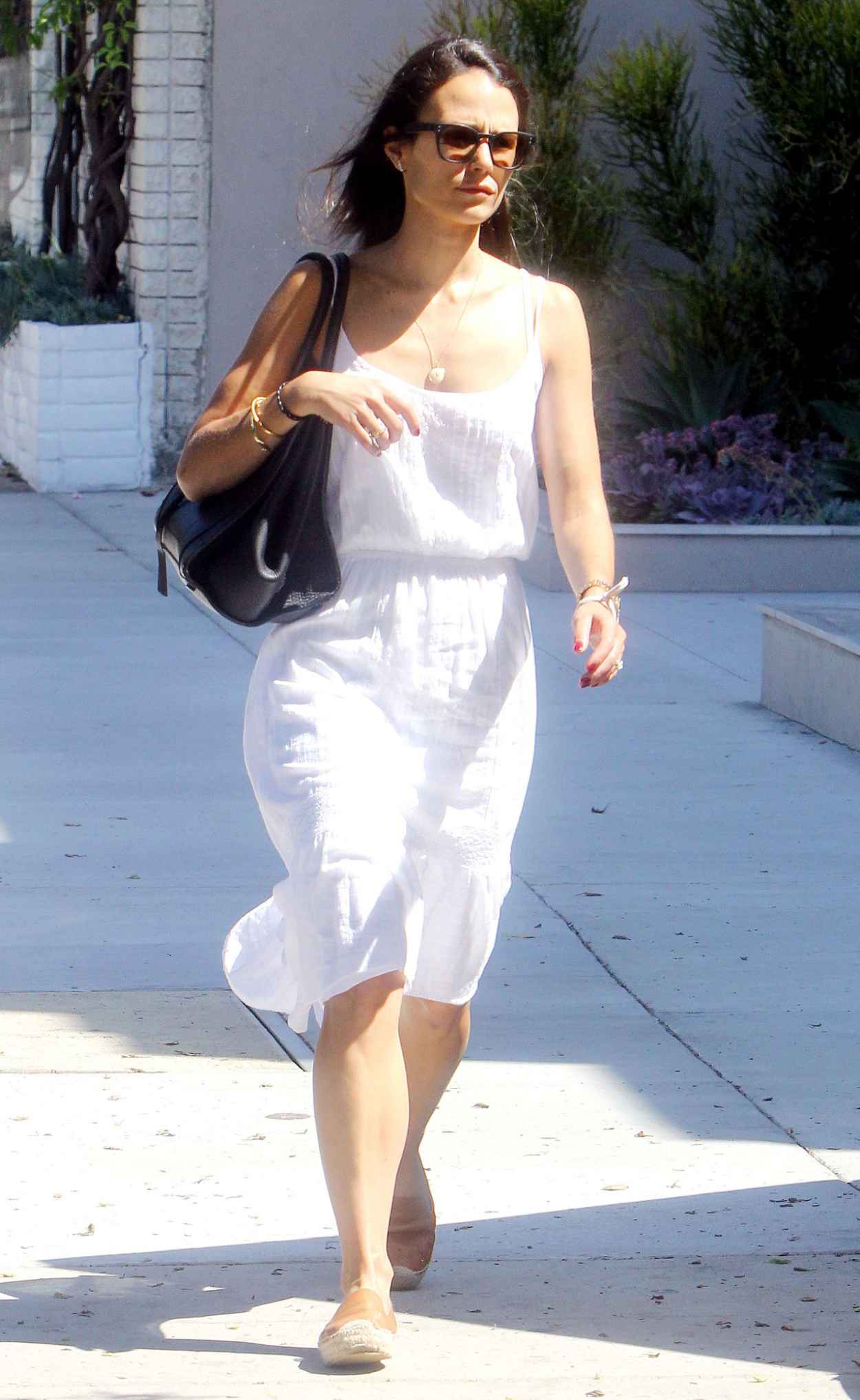 Jordana Brewster in White Dress – Out in Los Angeles, September 2015