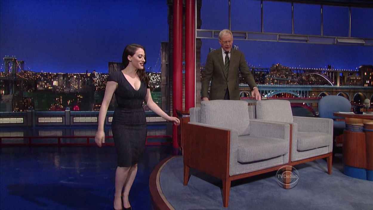 Kat Dennings – Late with David Letterman in New York (Screencaps) – celebsla.com