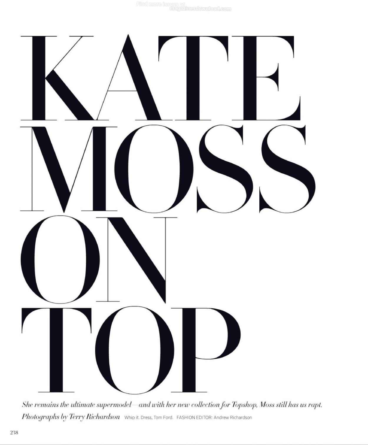 Kate Moss – Harpers Bazaar Magazine May 2015 Issue – celebsla.com