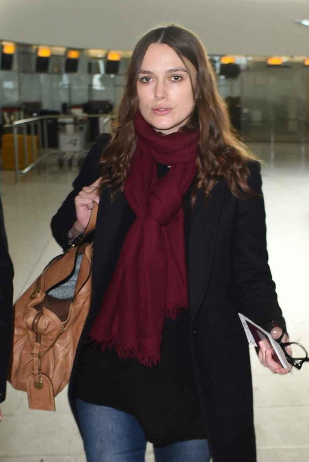 Keira Knightley Casual Style – Departs Heathrow Airport and Arrives at