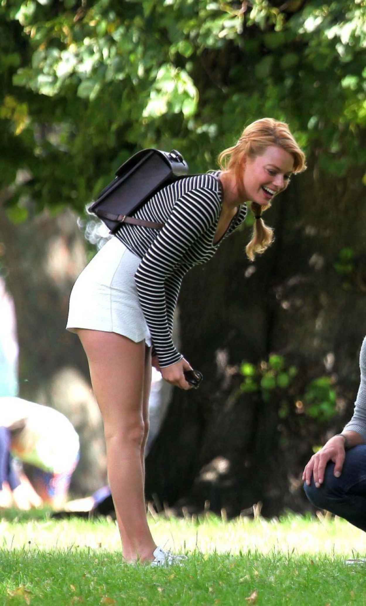Margot Robbie Booty in Shorts at a Park in London - Sept. 2015-1