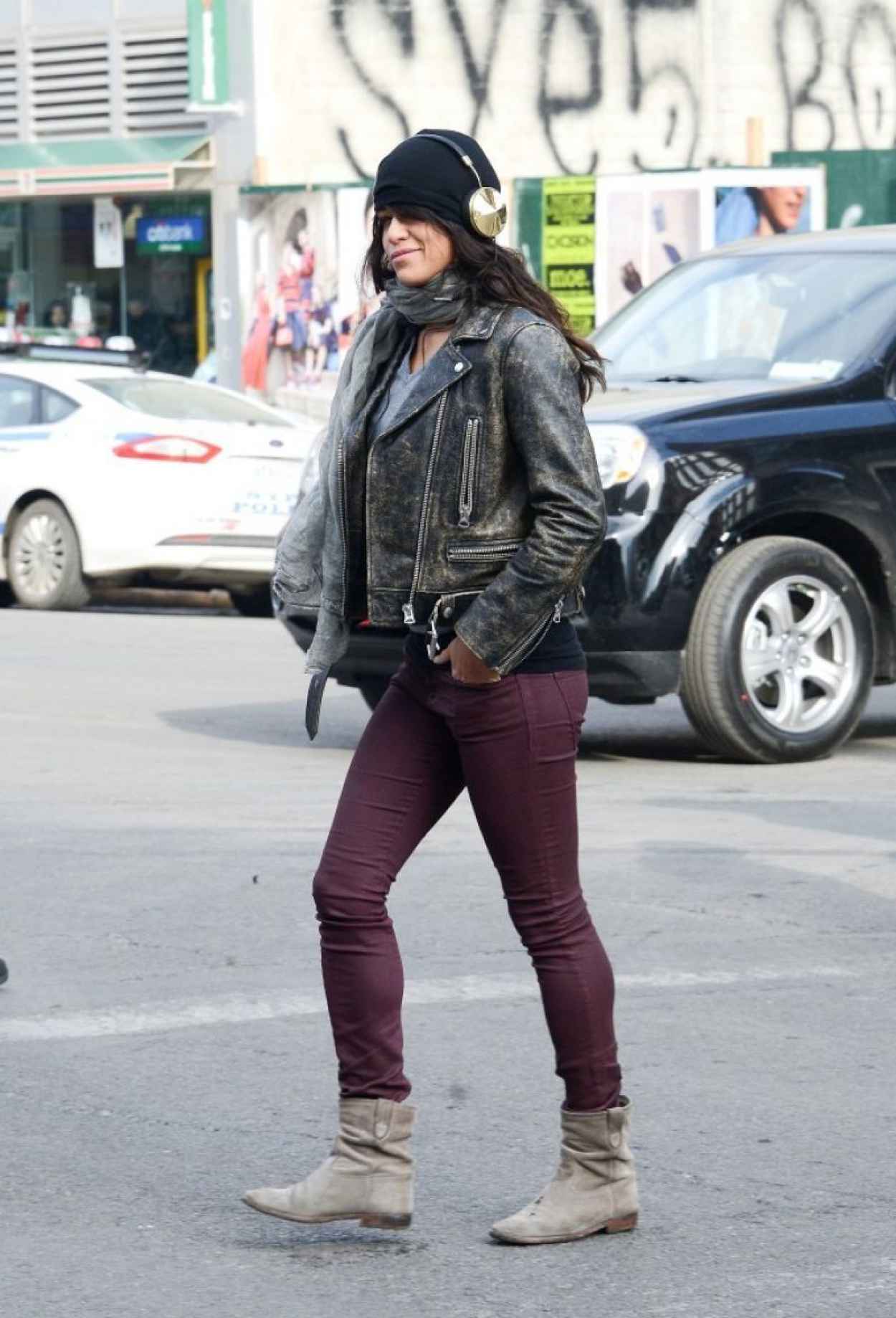 Michelle Rodriguez Street Style – Out in NYC, February 2015 – celebsla.com