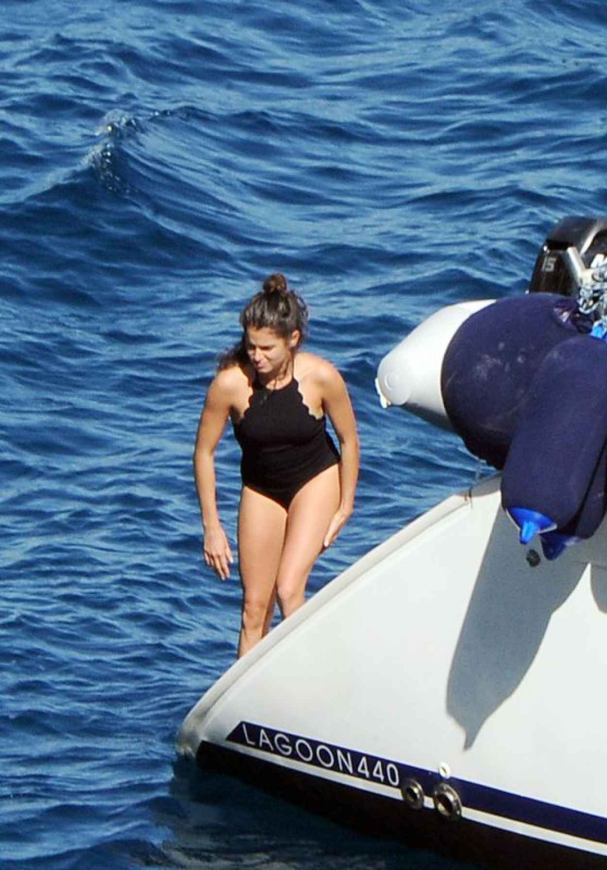 Nikki Reed in a One Piece Bathing Suit on a Boat in Italy, June 2015-1