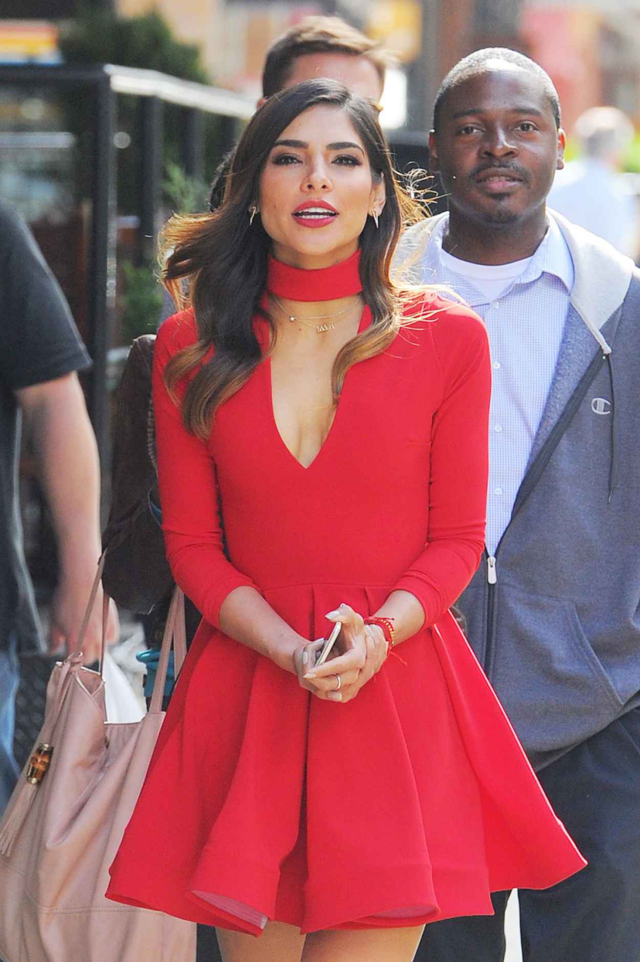 Olivia Culpo in Red Dress – Out in Tribeca, October 2015 – celebsla.com